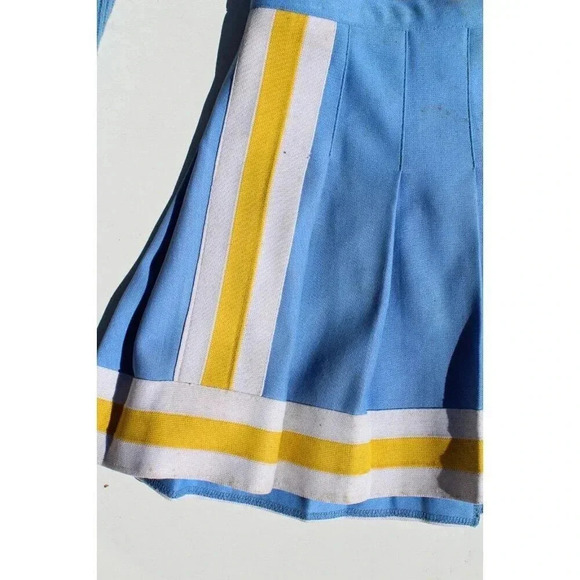 Vtg 1950s Blue / Yellow Varsity Brand High School Cheerleading 2 Piece Outfit - Picture 3 of 6